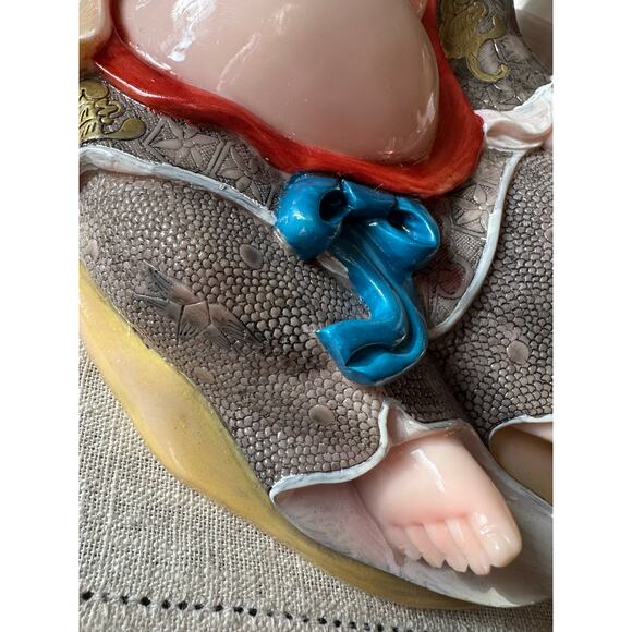 2 Laughing Buddha statues set of two resin hand painted pair decor figurines - Picture 5 of 16